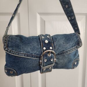 Y2K HotKiss💋 Denim Jean Studded Rhinestone Women's Shoulder Bag Purse